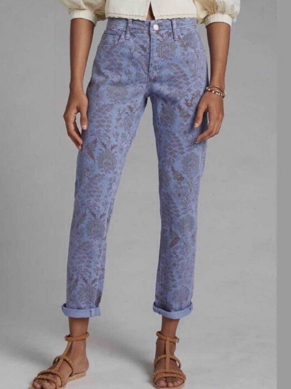 BOGO! Anthropologie Pilcro Printed Slim Boyfriend Jeans Blue Size 32